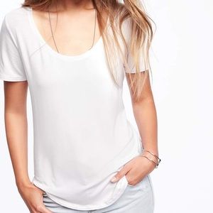 Luxe Curved-Hem White Tee